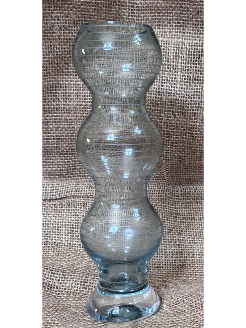 Vintage Studio Nova Radius Striped Vase Clear Glass Mod Curve Eclectic Fun